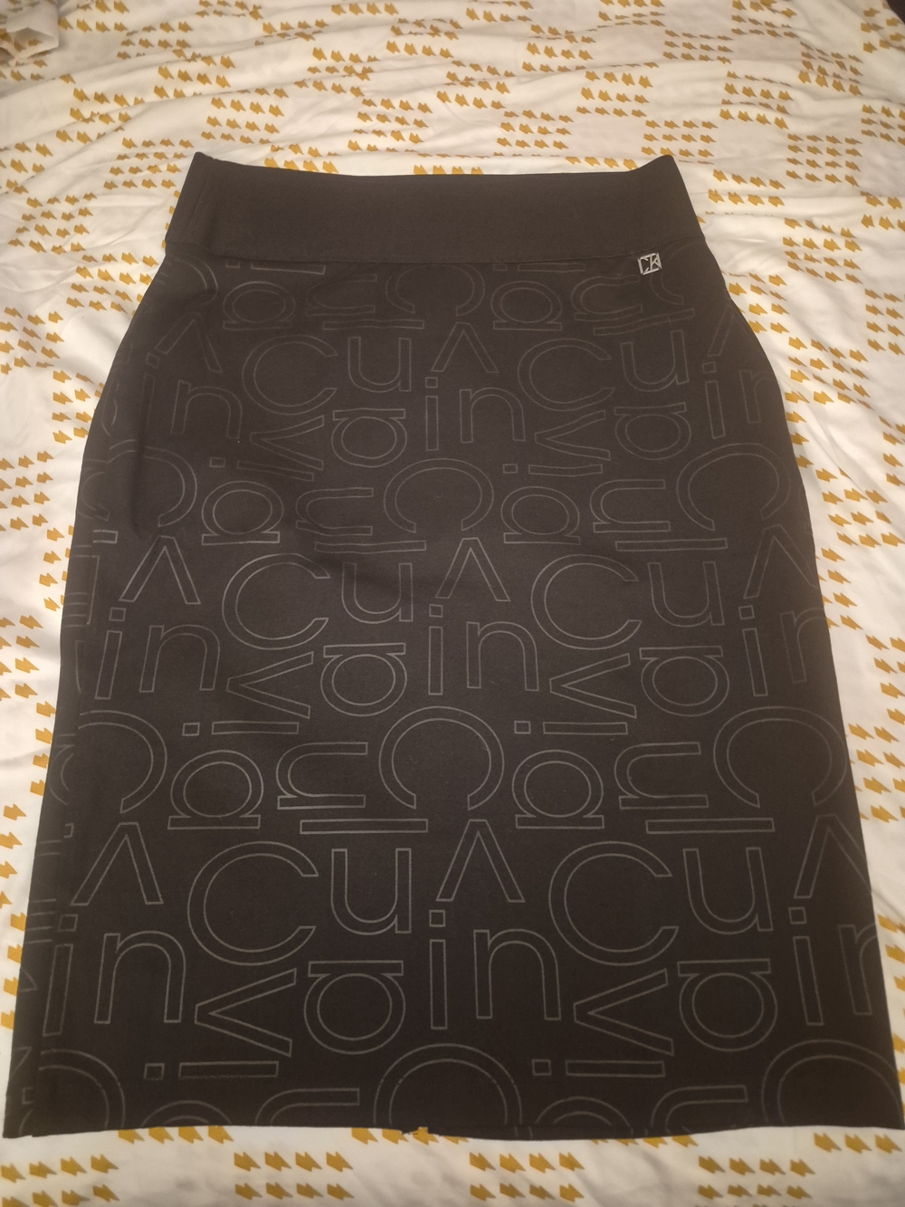 Calvin Klein Black A-Line Logo-Print Skirt